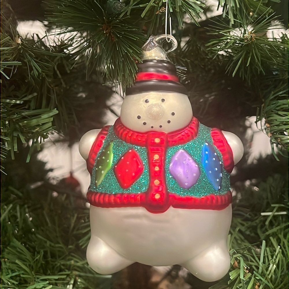 Vintage Department 56 Mercury Glass Snowman Ornament 1988 Retired Holiday Decor
